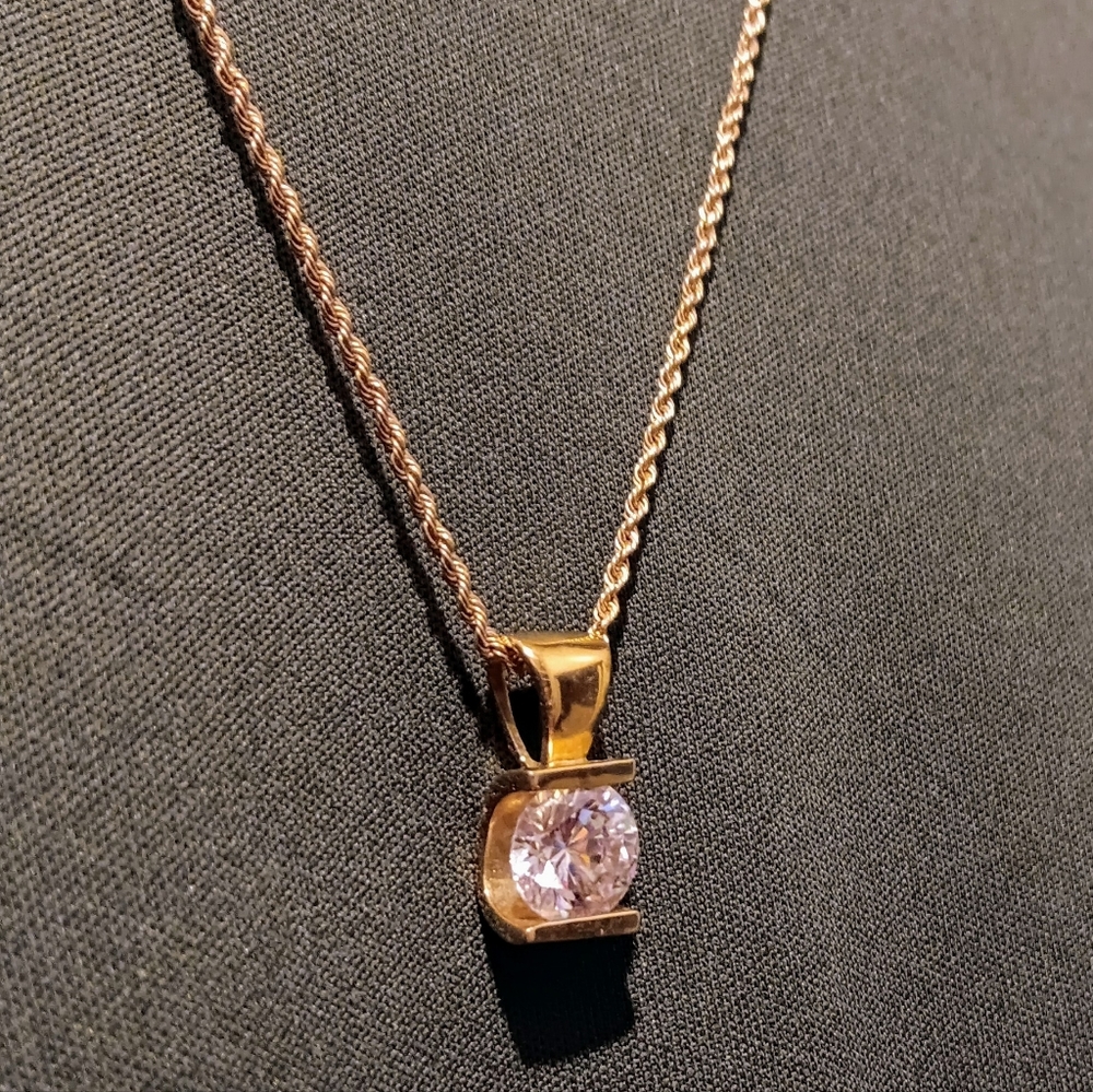 "Three carat" man-made diamond in gold tone setting BEAUTIFUL! - Reduced!